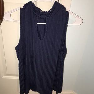 Sleeveless Blue Top with Slit